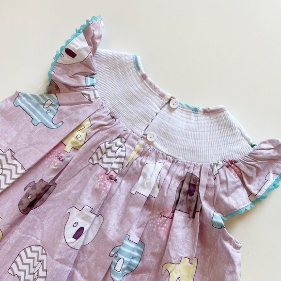 Lil Cactus Smocked Elephant Dress | 2T - Picture 4 of 6